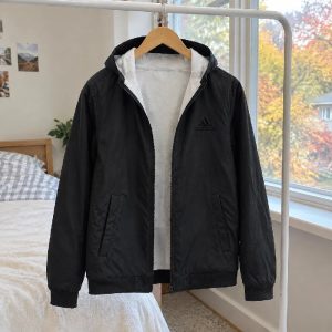 سوییشرت مردانه مشکی داخل تمام خز مدل adidas-مشکی
